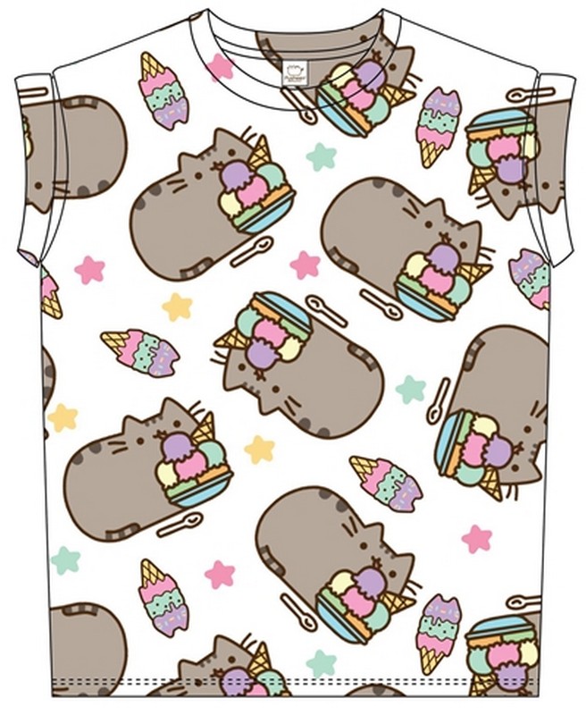 Pusheen - Ice Cream (NEW WOMENS ROLLED T-SHIRT) - Picture 1 of 1